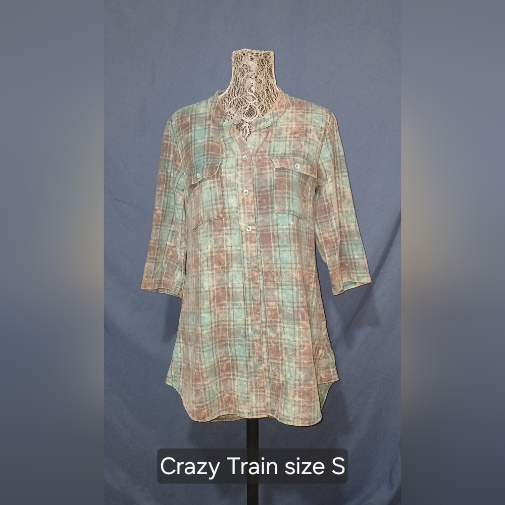 Crazy Train Pastel Plaid Button Down Shirt